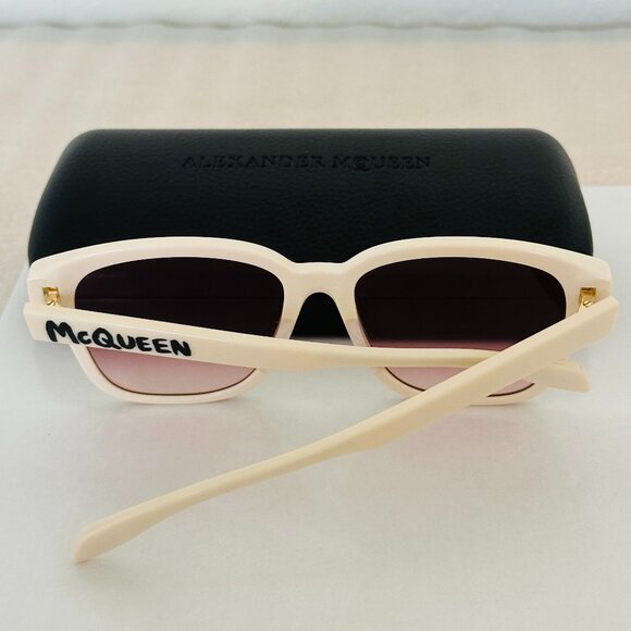 π― Authentic ποΈ Alexander McQueen 56MM D-Frame Square Sunglasses, White Color - Picture 7 of 12